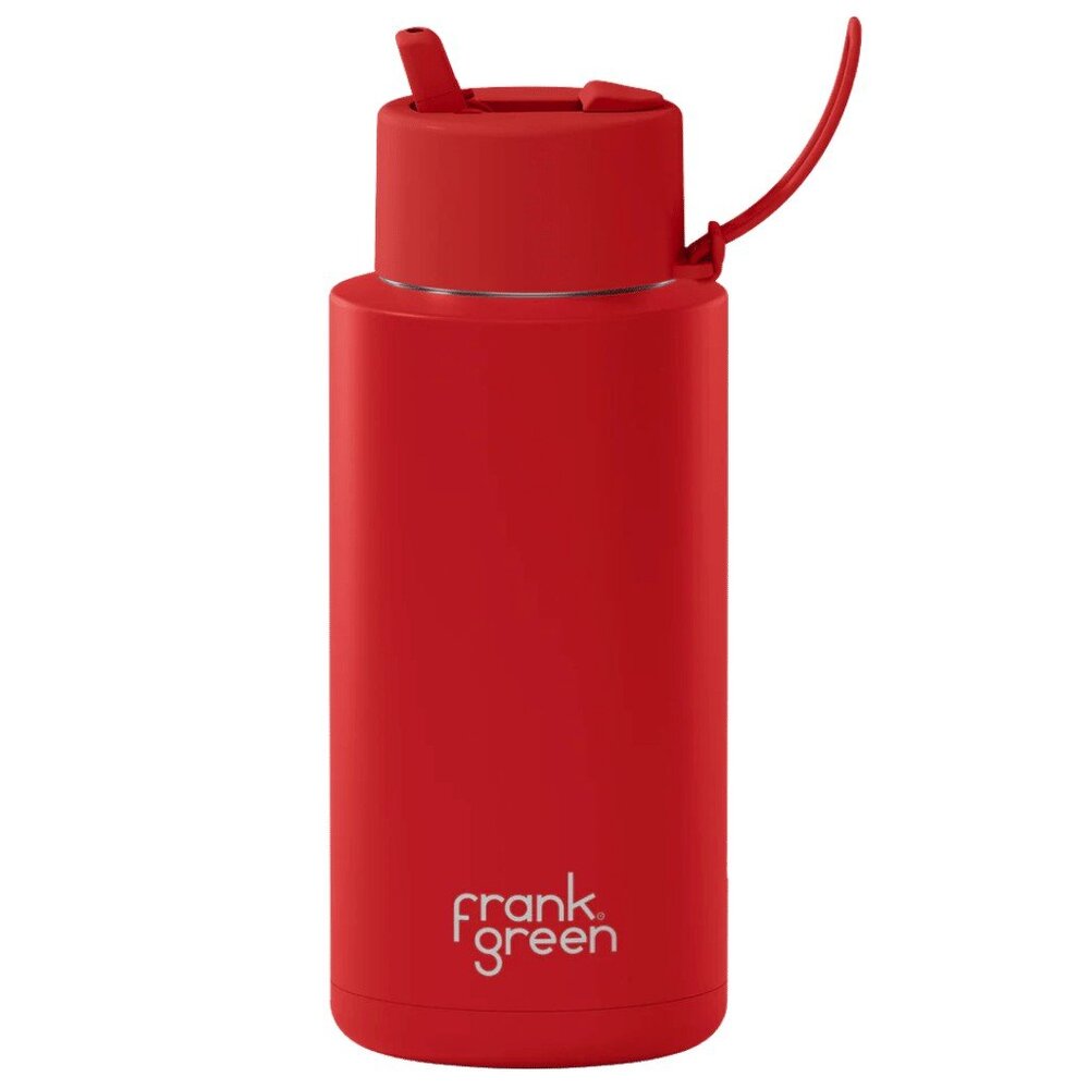 New! Frank Green 34oz. Vacuum Bottle Stainless Steel & Ceramic w/ Straw Lid.